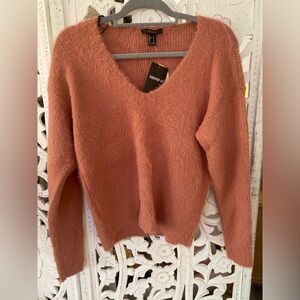 Forever 21 Women's V-Neck Sweater in Soft Mauve Pink
